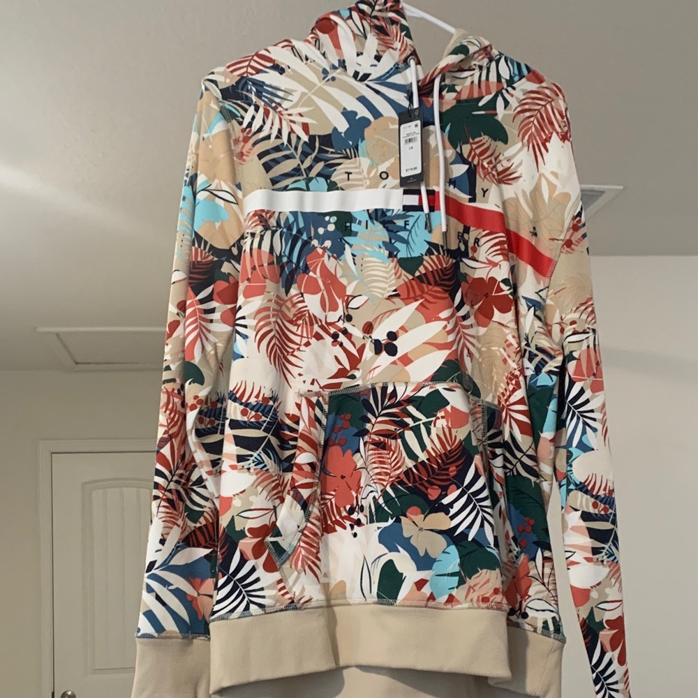 Tropical Print Hoodie.Mens Tommy Hilfiger Large.
